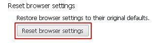 Click on the Reset browser settings button