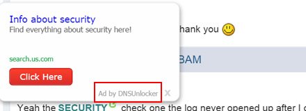 Ad by DNS Unlocker expanding from a keyword