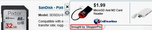 Ads by ShopperPro in a web page