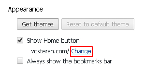 Click Change under Appearance section