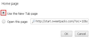 Pick Use the New Tab page option