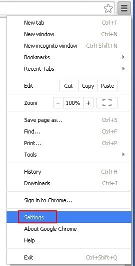 Go to Chrome Settings