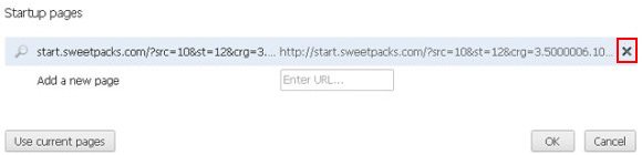 Remove Sweetpacks from Chrome's startup pages