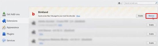 Remove Binkiland extension