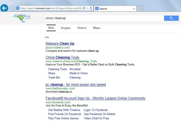 Redundant ads on isearch.iminent.com