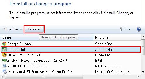 Uninstall Jungle Net